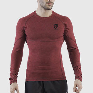 <b>Customized</b> <b>Design</b> Men's Long Sleeve O-Neck Spandex/Polyester Quick Dry Gym Training Wear <b>Compression</b> <b>Shirts</b> Knitted Letter - Product Image 1