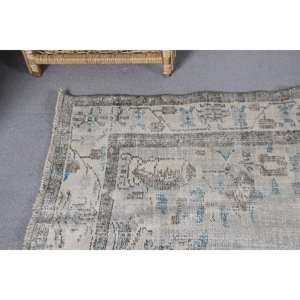 Alfombra turca Vintage, Beige, azul, 5,7x9,5 pies, patrón de retazos de tejido plano de lana para decoración de sala de estar, uso de pasillo, látex - Product Image 5