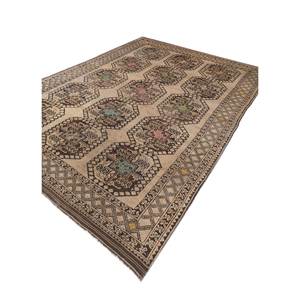 พรมขนสัตว์ถักมือสีเบจและสีน้ำตาล ลายเรขาคณิตและนามธรรม สำหรับห้องนั่งเล่น ห้องโถง หรือพื้นที่วัยรุ่น-Pae-5778 - Product Image 2