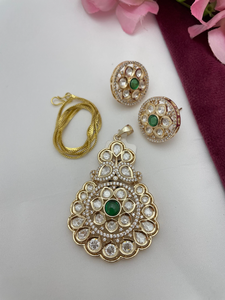 Conjunto de colgante de Polki tradicional de calidad superior con pendientes a juego para mujeres y niñas Ideal para ropa informal y formal - Product Image 5