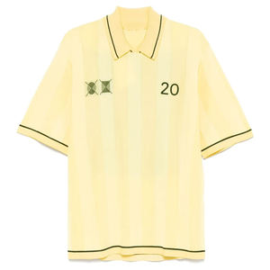 เสื้อโปโลแขนสั้นสำหรับผู้ชายผ้าฝ้ายถักแบบวินเทจผ้า100% ระบายอากาศ - Product Image 1