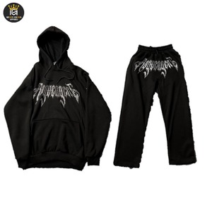 Survêtement d'hiver pour homme à capuche, design personnalisé, contraste de couleurs, strass, 100% coton, qualité supérieure, respirant, écologique - Product Image 4