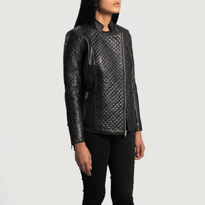 Chaqueta de Cuero Negra Ligera para Mujer al por Mayor, Elegante, Transpirable, con Diseño Frontal Único, Cremallera Lateral, Nueva Llegada, OEM - Product Image 3