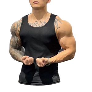 Lot de 3 Débardeurs Gym Grande Taille Respirants pour Homme Style Stringer 100% Coton Premium Côtelé Logo Personnalisé - Product Image 5