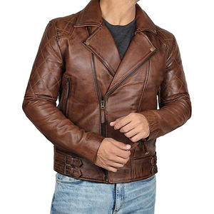 Veste en cuir tissée en spandex/polyester pour homme, mode printemps, style motard, imperméable, coupe-vent, respirante, personnalisable - Product Image 1