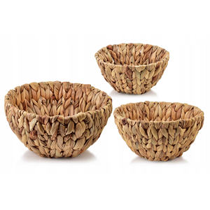 Cestas redondas pequeñas tejidas de jacinto de agua, económicas, contenedores naturales para almacenamiento en el hogar - Product Image 1