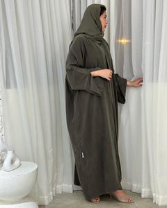Abaya en soie satinée de luxe sur mesure en gros pour femmes Petite robe islamique turque à manches bouffantes Style Dubaï Musulmans - Product Image 5