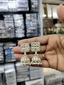 <b>Gold</b> Plated Jhumki Earring Jewelry <b>Sets</b> Lightweight Zinc Alloy Earring <b>Set</b> for Traditional Wedding Wear Trendy and Elegant - Product Image 3