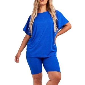 Conjuntos de 2 piezas para mujer, traje de entrenamiento corto informal, ropa de mujer, conjuntos cortos, conjunto de dos piezas para mujer, algodón, Color azul 2026 - Product Image 2