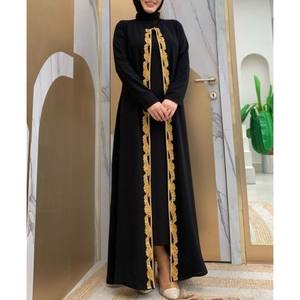 Abaya de Seda Satinada de Lujo Personalizada al por Mayor, Antiarrugas, Hecha a Mano, para Mujer, Estilo Dubái, Ropa Islámica, Manga Larga - Product Image 1
