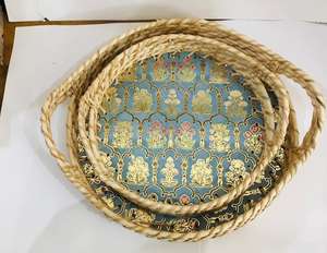 Bandeja de servicio de ratán Forma redonda Tamaño grande Yute Sea Grass Server Ware Bandeja de servicio de comida de boda - Product Image 3