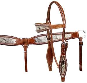 Western Headstall & Breast Collar Set con cuero genuino con cuentas de una oreja con correa Wither Proveedor Fabricante OEM aceptado - Product Image 2