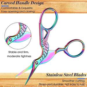 Ensemble de 2 ciseaux à broder et à coudre en acier inoxydable, modèle petit grue, pour droitiers, durables, pour le nail art et les travaux de broderie - Product Image 6