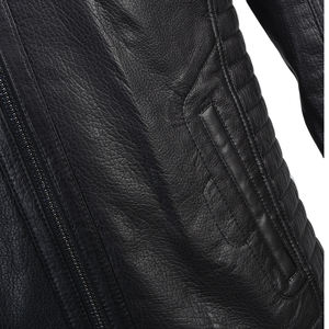 แจ็คเก็ตหนังผู้ชายไซส์ใหญ่ คอปกพับได้ แขนยาว ซิปเต็มตัว พิมพ์ลายกราฟิกโลโก้ OEMODM ตามสั่ง ปี 2025 ถึง 2026 - Product Image 4