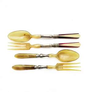 Épandeur de fourche en corne naturelle Cuillères à manche en corne Couverts d'ustensiles de cuisine Vaisselle Finition personnalisée Disponible - Product Image 2