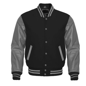 Negro 2024 béisbol Lettermen hombres Collage lana cuerpo cuero vaca OEM bordado Logo personalizado Varsity chaqueta - Product Image 4