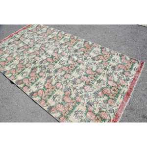 พรมตุรกีวินเทจ ขนาด 4.8x8.7 ฟุต สีเบจลายดอกไม้ - Product Image 4