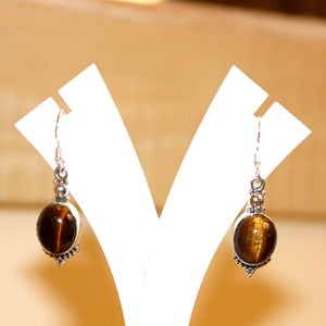 Pendientes Hechos a Mano de Plata de Ley 925 Étnicos con Forma Ovalada, Piedras de Cristal Curativas Turquesa, Joyería de Ojo de Tigre, Idea de Regalo - Product Image 1