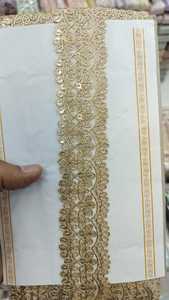 Tek renkli cutwork deseninde özel yapılmış işlemeli danteller, giysiler geliştirme için 1.5 inç genişliğinde sıra çalışması ile. - Product Image 4