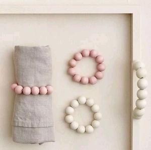 Servilletero de madera natural blanca, cuentas blancas, borlas de Yute natural, decoración del hogar, ajuste de mesa, nueva decoración rústica, servilletero único - Product Image 5