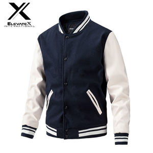Custom <b>Men's</b> Loose Fit Varsity <b>Jacket</b> Windproof Breathable Reversible Eco-Friendly Canvas Embroidered <b>Letter</b> Design - Product Image 1