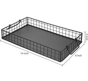 Bandeja de hierro Rectangular negra de primera calidad Bandeja de metal recubierta de polvo duradero para decoración de alimentos Bandeja OEM elegante de hospitalidad - Product Image 1
