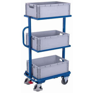 Chariot de rangement Variofit avec 3 boîtes en plastique, dimensions extérieures 818 x 455 mm, pour tiroirs et chariots de rangement en plastique - Product Image 1