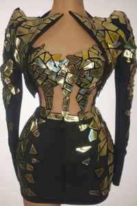 Combinaisons de club de danse pour femmes Combinaisons deux pièces à la mode Bodysuits de soirée à paillettes - Product Image 2