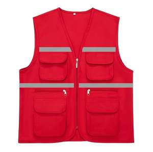 Chalecos de Trabajo Unisex de Poliéster Reflectante de Alta Visibilidad Personalizados para Voluntarios de Ingeniería con Bolsillos - Product Image 1
