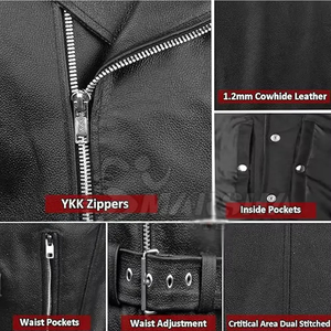 Premium Saleh Enterprises Men Genuine Leather Winter <b>Waistcoat</b> Vintage Distressed Biker Vest Casual Western Cowboy Button Bulk - Product Image 6