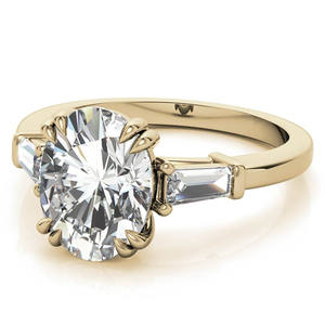 14K oro amarillo 3,5 CT corte ovalado laboratorio cultivado diamante trilogía anillo de compromiso para bodas románticas aniversarios fiestas finas - Product Image 6