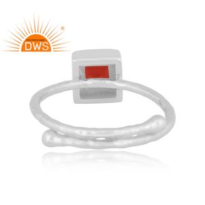 Anillo de piedras preciosas de granate natural de plata de ley fina de diseño hecho a mano, anillo ajustable, fabricante de joyas - Product Image 4