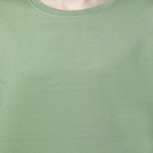 Sweat vert uni pour femme avec col rond manches longues personnalisable décontracté vêtements d'hiver imprimé logo en tissu tricoté sur le devant - Product Image 2