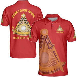 Hombres de alta calidad hechos a medida para camisa Polo Masonería Maestro Masónico Sublimado con mangas cortas de patrón sólido - Product Image 4