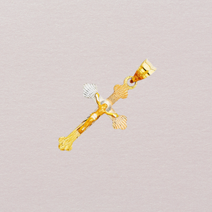 Pendentif personnalisé 14K trois tons à la mode en diamant crucifix jésus croix timbre or rose or argent cuivre pour enfants - Product Image 6