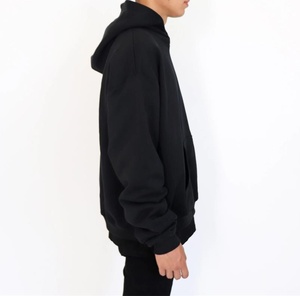 Prêt à expédier noir épais poids lourd 500gsm 450gsm sweats à capuche hommes logo personnalisé 100% coton surdimensionné uni sans chaîne sweats à capuche - Product Image 3