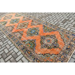 Vintage <b>Rug</b>, <b>Runner</b> 4.7x12.6 ft <b>Rug</b>, Orange Abstract <b>Rug</b> - Product Image 4