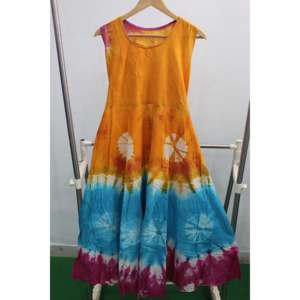 Robe longue en coton tie-dye pour femme, élégante, style bohème hippie, plage, été, taille élastique, respirante, longueur genou, tenue décontractée - Product Image 4