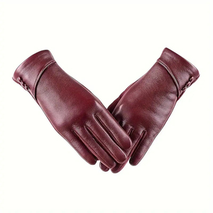1306 femmes temps froid coupe-vent plein doigt mitaines polaire doublé chaud hiver cuir écran tactile gants usage quotidien - Product Image 1