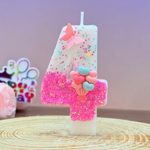 Glitter Number Birthday <b>Candle</b> Paraffin Wax Cake Decoration Unscented Single Wick Party Cake <b>Candle</b> - Product Image 5