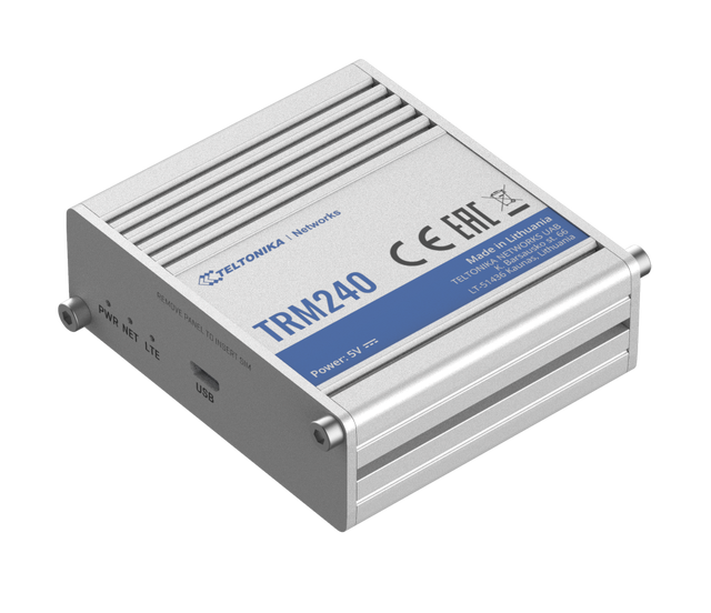 Teltonika TRM240 External Industrial Grade Cellular LTE Cat 1 Modem 4G GSM Rugged Aluminium Housing Linux-Based 10Mbps