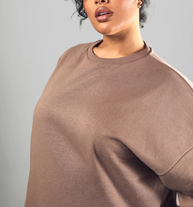 Wholesale Women's Sweatshirt 100% Cotton Pullover oversized <b>drop</b> shoulder Winter casual wear custom Logo ladies sweatshirt - Product Image 3