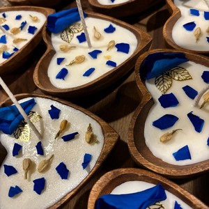 Ensemble de 4 bols faits à la main en bois d'acacia en forme de fleur, ensemble de service bols en bois incurvés, cadeaux de décoration de cuisine - Product Image 3