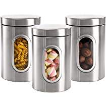 ENLOY 4-Piece Stainless Steel Airtight Food Storage <b>Canister</b> <b>Set</b> with Clear Lid, <b>Canister</b> <b>Sets</b> - Product Image 5