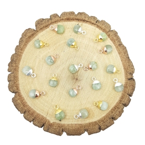 จี้พลอยอะความารีนแท้8-10มม. รูปทรงเกลือกกลิ้งทองชุบด้วยไฟฟ้าเครื่องประดับแฟชั่นพลอยธรรมชาติ - Product Image 2