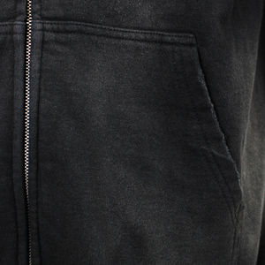 Sudaderas con Capucha y Cierre de Cremallera Personalizadas de Algodón Negro Francés, Estilo Vintage, Lavado Ácido, Bordadas, Gruesas, para Hombre - Product Image 5