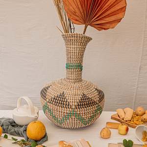 Vase en rotin d'herbe de mer tissé à la main, Vase décoratif pour salon, Vase de fleurs de Table - Product Image 5