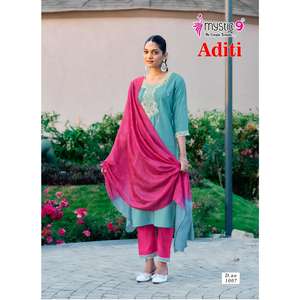 ชุดคุर्ติผ้าไหมโรมันแท้สำเร็จรูป ดีไซน์เนอร์ ชุดคาลามาการีสำหรับปี 2025 ชุดคาลามาการีใหม่สำหรับผู้หญิง ผ้าฝ้าย ชุด 3 ชิ้น - Product Image 2