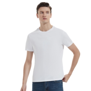 High Quality 190gsm Mercerized Cotton Essential Blank Short Sleeve Crew Neck <b>T</b>-<b>shirt</b> <b>For</b> <b>Men</b> OEM Factory Custom Logo Printing - Product Image 2