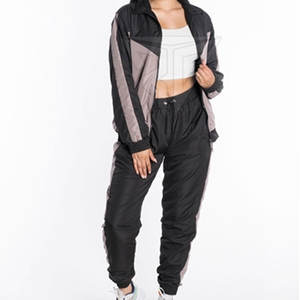 Traje cortavientos con cremallera sólida de Invierno para mujer, ropa de protección solar transpirable de secado rápido para deportes informales de 2 piezas - Product Image 2